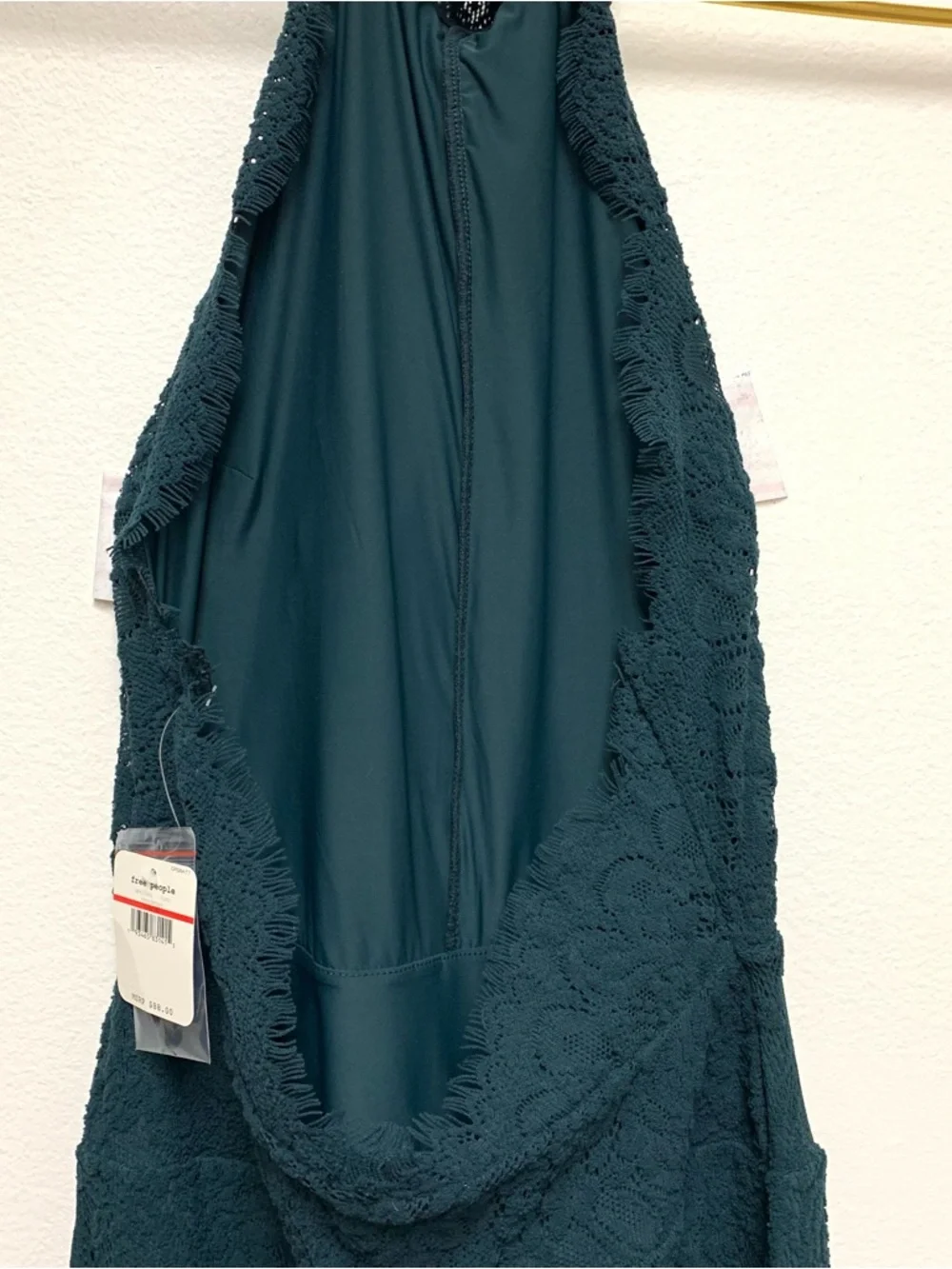 Free People‎ Harper Backless Halter Lace Mini Dress Size Small Evergreen NWT